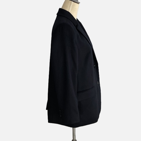 Talbots Petite Long Wool Blend Blazer Size 12P Brushed Wool Navy Blue Classic - Picture 6 of 13